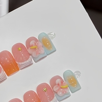 Ongles artificiels faits à la main à pression, couvrance totale, pré-dessinés avec colle pour doigts C678
