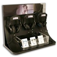Stands Display Akrilik Kustom Apache, Meja Counter Nirkabel, Stand Display Headset Headphone untuk Toko Earphone
