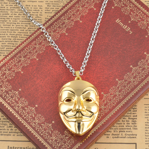 Collar con Colgante de la Máscara de V de Vendetta, Estilo Clásico, de Oro, para Hombre y Mujer, Ideal para Aniversario - Product Image 3