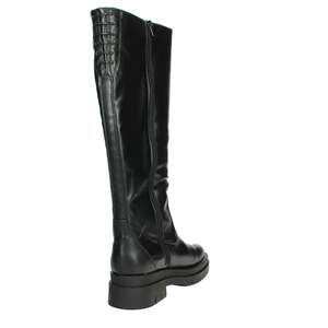 Bottes hautes pour femmes en cuir noir à talon plateforme, mode hiver - Product Image 3
