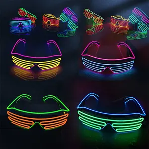 Luminous Led Glasses Factory Direct Neon El Light Up Led Glasses Christmas Light Glow Shutter Style Luminous Party Glasses