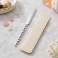 Étui en cuir PU portable pour stick de fond de teint en acier inoxydable de qualité supérieure, facile à transporter et à ranger