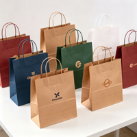 Sac en papier kraft blanc de luxe personnalisé avec logo, écologique, recyclable, sûr pour les aliments, avec poignée, pour cosmétiques, parfums, chaussures