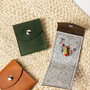 Custom Leather Fishing <b>Hook</b> Wallet <b>Snap</b> Button Felt Lining Tackle Pouch 10 Colors Portable <b>Hook</b> Storage OEM ODM Wholesale - Product Image 5
