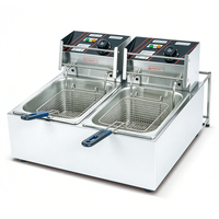 Friteuse électrique professionnelle de comptoir, 1 cuve, 2 paniers, 12 L, en acier inoxydable, chauffage rapide pour restaurant de restauration rapide et snack-bar