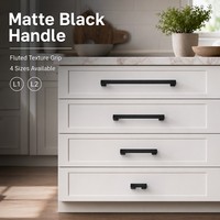 Poignée de tirage moderne minimaliste noire mate anti-traces de doigts en alliage de zinc multi-tailles pour armoire, tiroir et porte de placard - Fourniture professionnelle