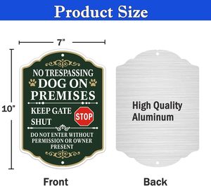 10*7 Custom Nenhum Cão de invasão em Instalações Mantenha o Portão Fechado Não Entre no Sinal, 7X10 Polegadas Rust Free Aluminum Beware of Dog Sign - Product Image 2