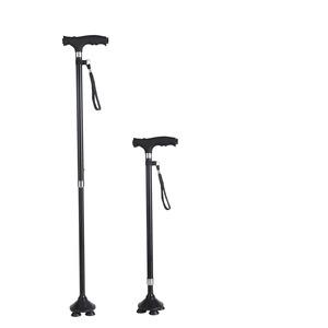 Adjustable Aluminum Alloy Four Legged <b>Cane</b> With Non Slip Grip Telescopic Walking Stick For Elderly Support Mobility Aid - Product Image 1