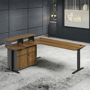 L şekilli elektrikli kaldırma tablası hareketli alt dolap depolama alanı, kablo toplama sistemi ile ana masa, ofis masası - Product Image 6