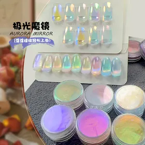 0.3g Aurora kuku Glitter debu Chrome menggosok bubuk cermin pigmen seni kuku perlengkapan dekorasi