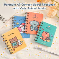 Carnet à spirale A7 mignon de style dessin animé, 80 feuilles, agenda de poche portable 8*10,5 cm, petit bloc-notes à reliure Wire-O pour journalisation et notes