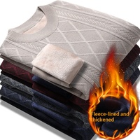 Pull en maille décontracté pour homme avec logo personnalisé, col rond, motif torsadé, coupe ample et oversize, idéal pour l'hiver