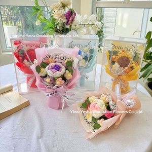 Crocheted Hand-held Bouquet with <b>Rose</b> & Carnation for Valentine's Day and Mother's Day Gifts-Best Friend Mother Gift - Product Image 4