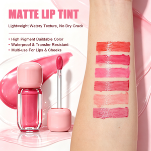 ลิปทินท์เนื้อน้ำแบบฉลากส่วนตัว ขวดทรงกลมสีชมพู ลิปกลอสเนื้อลิควิดติดทนนาน ลิปแมทท์ ทาได้ทั้งปากและแก้ม ขายส่งเครื่องสำอาง - Product Image 5
