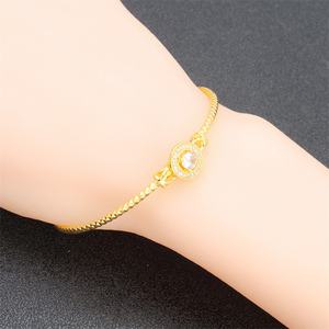 JXX Bracelet manchette tendance en laiton et cuivre plaqué or avec zircone, dernières créations, bijoux pour femme - Product Image 2