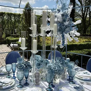 Venda por atacado brilhante pilar de cristal votive vela titular para decoração de mesa de casamento