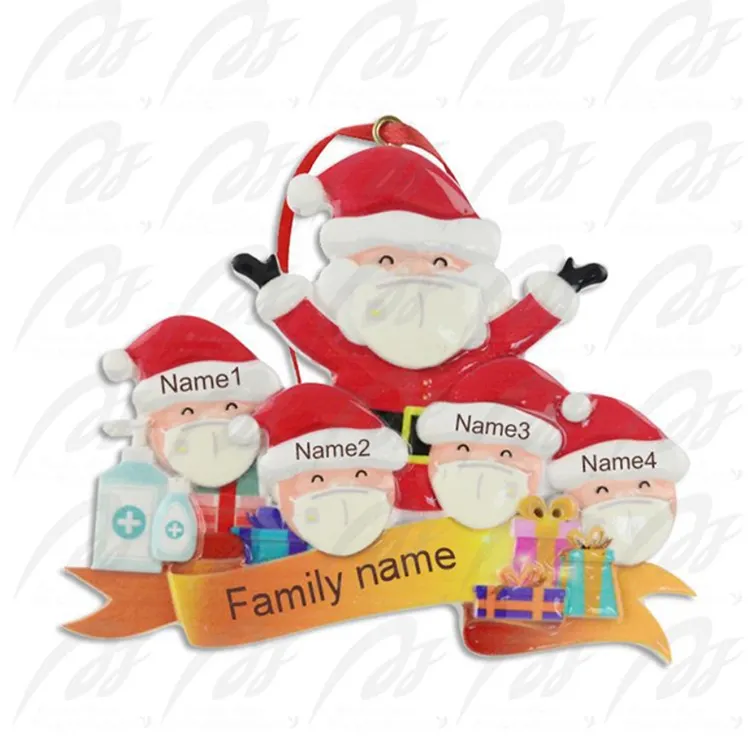 A2078 Popular Resin 2020 Xmas Christmas Supplies Survivor Snowman Family Christmas Tree Decoration Pendants Face Santa Ornament