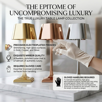 Lampe de table LED de luxe rechargeable sans fil, décoration tactile, traitement de surface par électrodéposition intérieure, modèle privé breveté