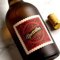 Étiquettes personnalisées de luxe pour bouteilles de whisky et de vin, en papier coton gaufré texturé, avec estampage à chaud doré et holographique