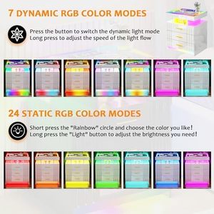 Mesita <span class=keywords><strong>de</strong></span> <span class=keywords><strong>noche</strong></span> LED moderna, 24 <span class=keywords><strong>colores</strong></span>, regulable, puertos USB tipo C, mesita <span class=keywords><strong>de</strong></span> <span class=keywords><strong>noche</strong></span> brillante, 3 cajones, dormitorio, carga blanca - Product Image 5