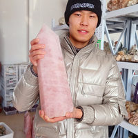 โรงงานขายส่งที่กำหนดเองธรรมชาติคริสตัลควอตซ์ขนาดใหญ่ Dream Amethyst Pink Rose Quartz Tower Point