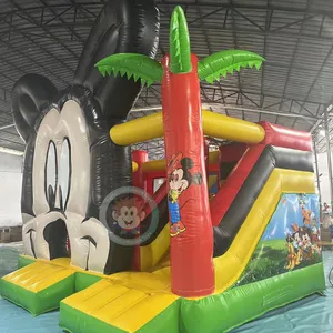 Maison gonflable sautante de rebond de vente chaude/château plein d'entrain avec la glissière pour les enfants extérieurs ont utilisé Mickey Mouse gonflable