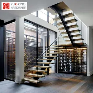 "Kolay kurulum kirişli merdiven ile Minimalist tasarım ve kaymaz basamakları" ahşap mermer cam merdiven düz merdiven