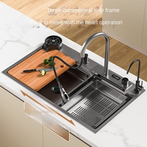 Lavello da <span class=keywords><strong>Cucina</strong></span> in Acciaio Inox a Vasca Singola, Design Moderno con Superficie Goffrata a Nido d'Ape, Tecnologia Nano Artigianale - Product Image 3