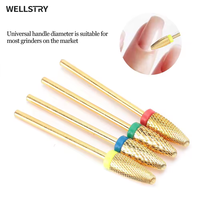 Kit de polissage et de ponçage pour pédicure luxueux WELLSTRY, tête conique en carbure de tungstène, embout de perceuse à ongles 3/32'', boîte