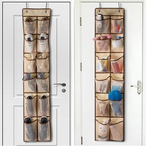 Organisateur de chaussures à suspendre sur la porte, 12 poches en filet, rangement de chaussures suspendu pour placard, beige - Product Image 4