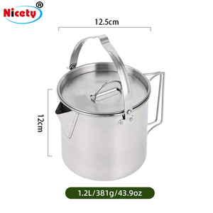 Olla de Camping de Acero Inoxidable de 1.2L, Portátil, con Tapa y Asa, Duradera, Fácil de Limpiar, Ideal para <span class=keywords><strong>Senderismo</strong></span> y Cocina al Aire Libre - Product Image 6