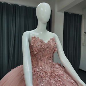 ANY184 Beautiful Strapless Pink Quinceanera <b>Sweet</b> 16 Girls Dress With <b>Flower</b> - Product Image 4