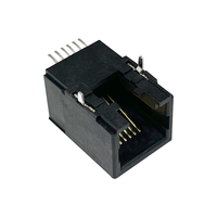 Connecteur Ethernet RJ45 femelle 6P6C RJ12/RJ25 SMT à montage sur circuit imprimé 90 degrés 1,5A noir 8 broches Jack modulaire