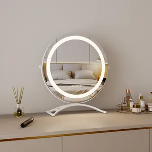 Adaptador 12v para mesa de maquiagem de mesa cosmética redonda personalizável com luzes LED Espelho de beleza