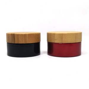 Wholesale 100g Cosmetic Cream <b>Containers</b> Custom Transparent Black Glass Jar Engraving Logo Bamboo Wood Lid Skin Care Lotion - Product Image 5