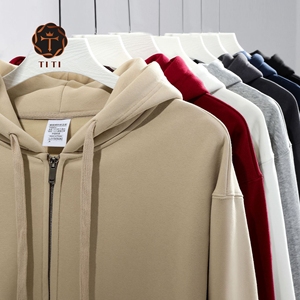 سترات بغطاء رأس بسحاب من الشركة المصنعة مخصص Gsm الفضة الثعالب ممشط من القطن بسحاب لأعلى سترات بغطاء رأس كبيرة الحجم - Product Image 1