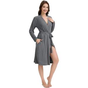 Robe longue personnalisée pour femme avec poches, kimono doux, léger, en viscose de bambou, vêtements de détente, tailles S à XXL - Product Image 1