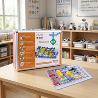 Kit électronique de circuits DIY de luxe 3198, jouet d'expérimentation scientifique, boîte en aluminium, manuel en anglais pour enfants
