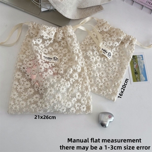Mesh Lace Embroidery Daisy Drawstring <b>Bag</b> Travel Toiletry Cosmetic Storage <b>Bag</b> Sundries Organizer - Product Image 5