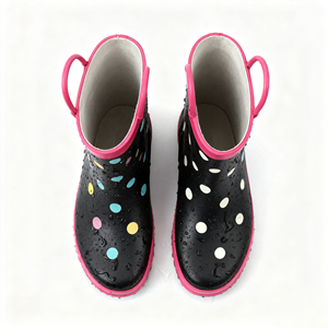 Bottes de pluie pour enfants 100% bottes en caoutchouc unisexes imperméables pour sauter dans <span class=keywords><strong>les</strong></span> flaques d'eau et jouer en plein air | Chaussures pour tout-petits à poignée à tirer (ODM/OEM) - Product Image 3