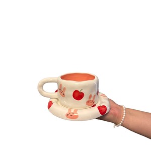 韩国ins风格纯手绘兔子陶瓷咖啡杯碟高颜值下午茶甜品 - Product Image 5