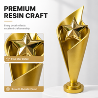 Trophée étoile en résine HBL personnalisable avec logo gravé, design incurvé or et argent, pour cérémonie d'entreprise