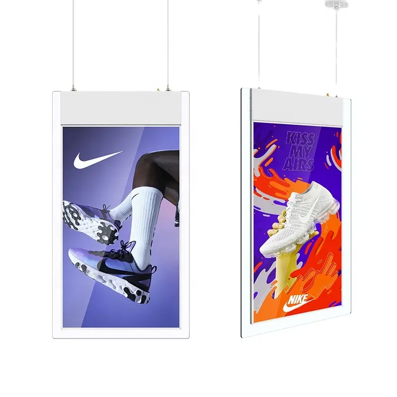 Double side dual high brightness shop ceiling hanging lcd panel sign advertising digital window signage display