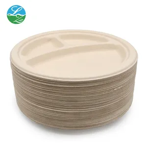 100% Compostable Paper Plates 150 Disposable sugarcane Plate Eco bamboo paper pulp biodegradable plates suppliers