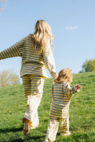 Ensemble de vêtements pour enfants en tricot rayé ample en coton 95% et élasthanne 5% pour maman et mini, printemps-automne