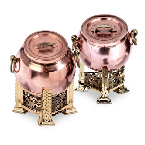 Calentador de Comida Tipo Buffet, Redondo, de Acero Inoxidable Sostenible, Color Oro Rosa, de Lujo, para Fiestas, Catering y Uso en Hoteles - Product Image 1