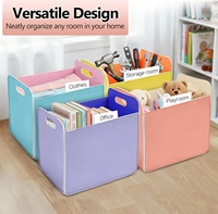 Lot de 6 paniers de rangement rectangulaires en tissu coloré de 14x10 pouces, pliables en feutre avec poignée pour l'organisation du placard et des étagères de chambre