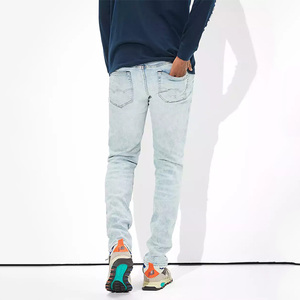 Uomo di alta qualità casuale dei jeans del foro della luce della lavata utilizzato rock revival strappato skinny jeans per gli uomini - Product Image 3