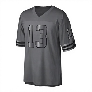 Maillot de football américain gris pour homme, numéro 13, col en V, manches courtes, impression sublimée, tissu polyester respirant - Product Image 2