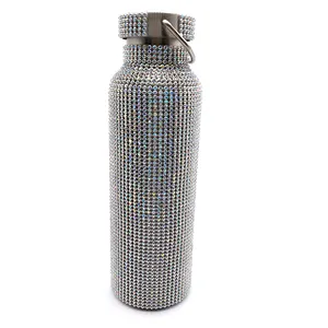 Luxe Draagbare Diamant Thermos Flessen 304 Roestvrij Staal Kristal Strass Waterfles Voor Vrouwen Diy Drinken Thermische Kolf